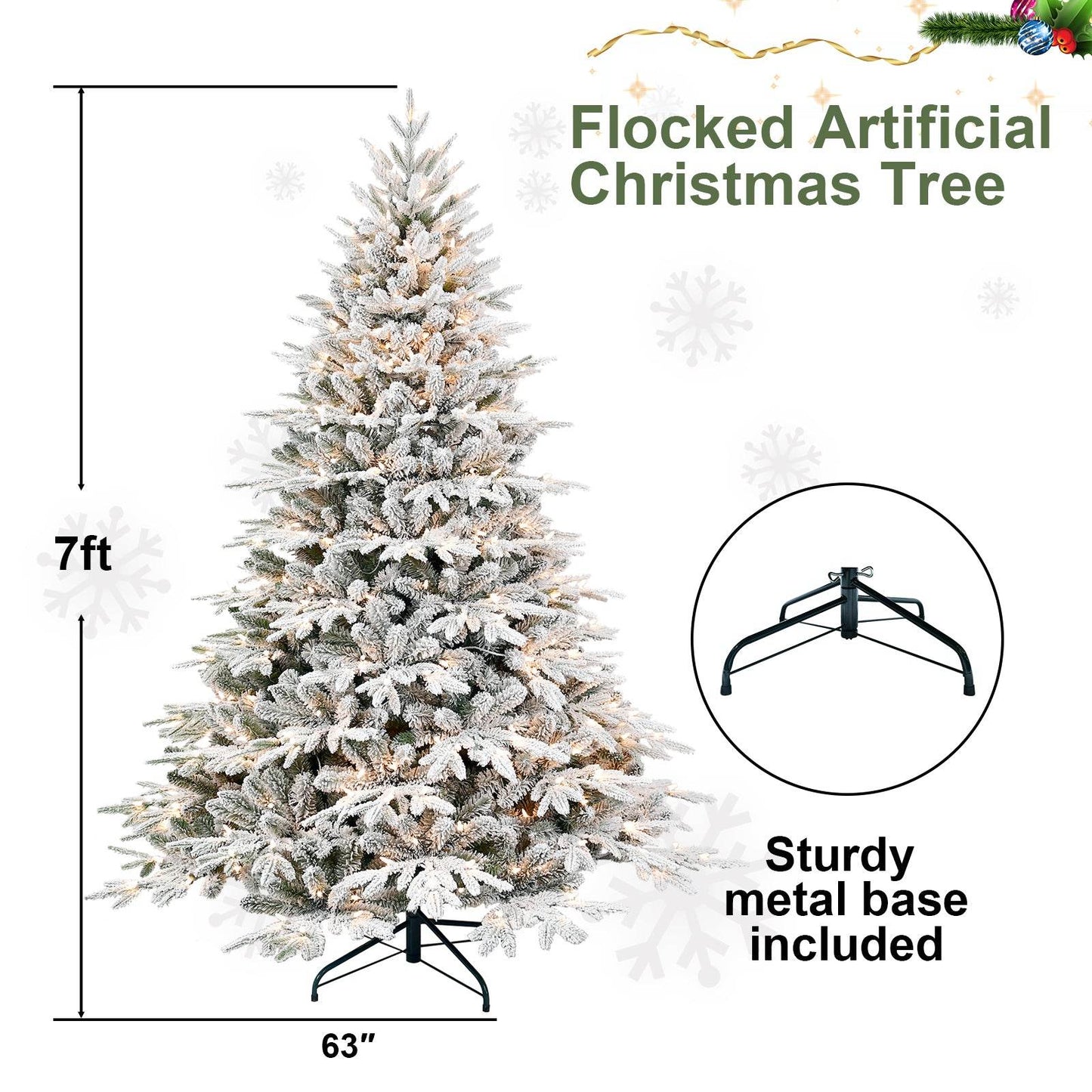 4ft Flocked Pre-Lit Christmas Tree with 150 Lights