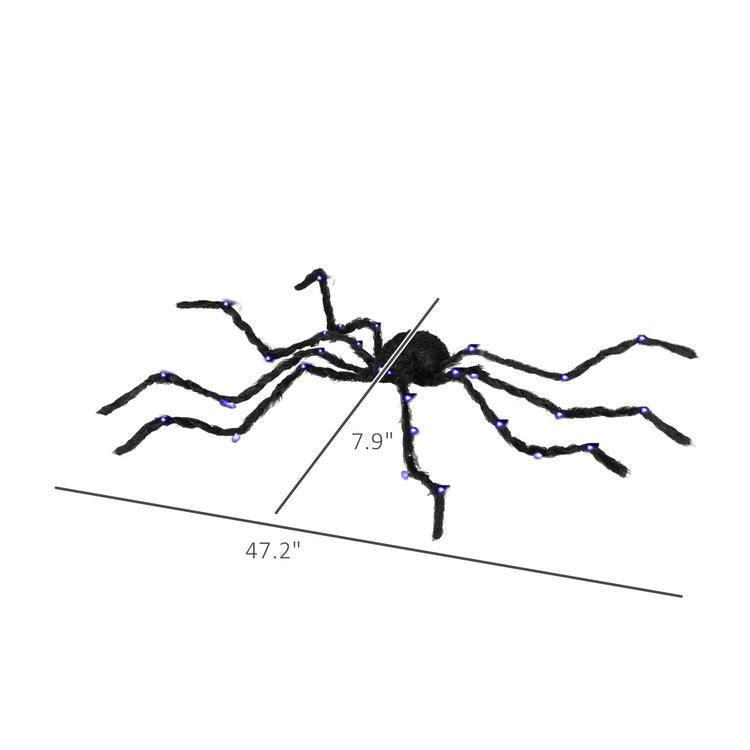 Measurement chart of a spider with labeled dimensions on a white background