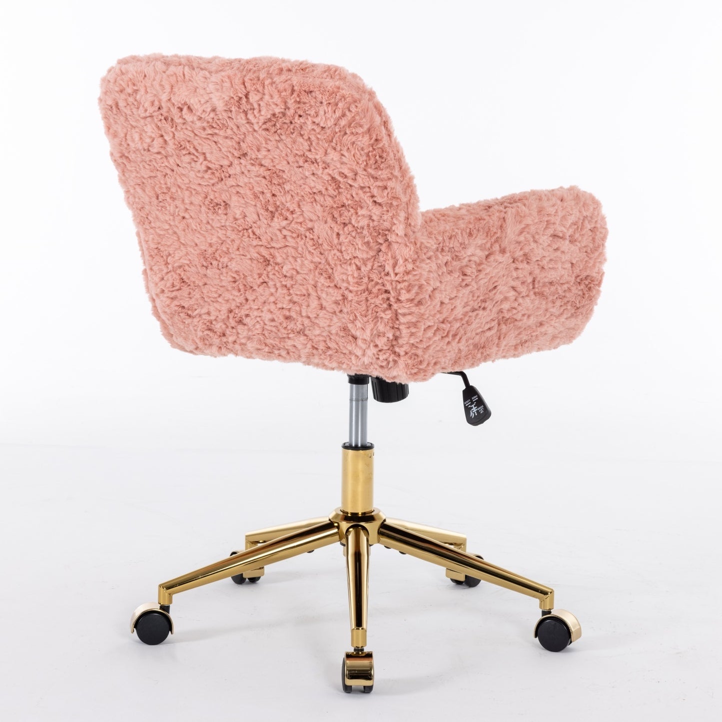 Furniture Office Chair,Artificial rabbit hair Home Office Chair with Golden Metal Base,Adjustable Desk Chair Swivel Office Chair,Vanity Chair(Pink)