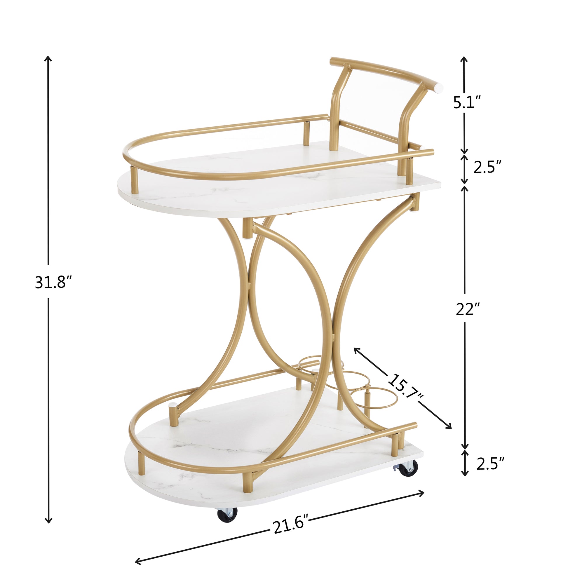 2-Tier Bar Cart, Mobile Bar Serving Cart, Industrial Style Wine Cart for Kitchen MLNshops]