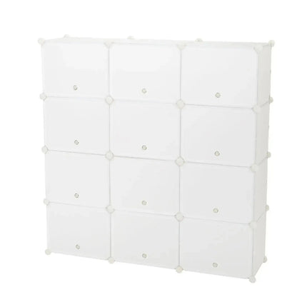 8-Tier Portable 48 Pair Shoe Rack Organizer 24 Grids Tower Shelf Storage Cabinet Stand, White