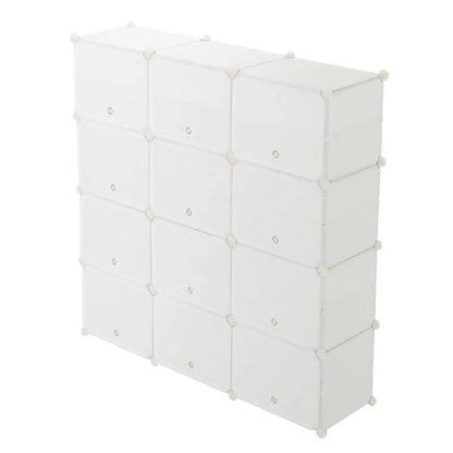 8-Tier Portable 48 Pair Shoe Rack Organizer 24 Grids Tower Shelf Storage Cabinet Stand, White