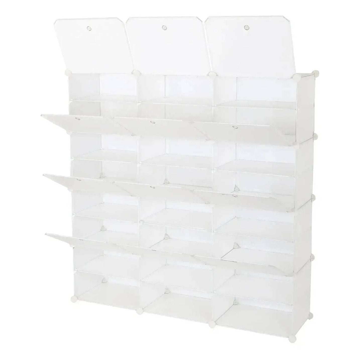 8-Tier Portable 48 Pair Shoe Rack Organizer 24 Grids Tower Shelf Storage Cabinet Stand, White