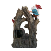 8.3x4.7x13.8" Decorative Woodland Gnome Water Fountain with LED Light, Brown