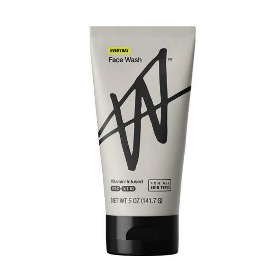 Exfoliating face wash tube for all skin types with black abstract design