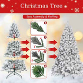 Flocked Christmas tree with pine cones height comparison