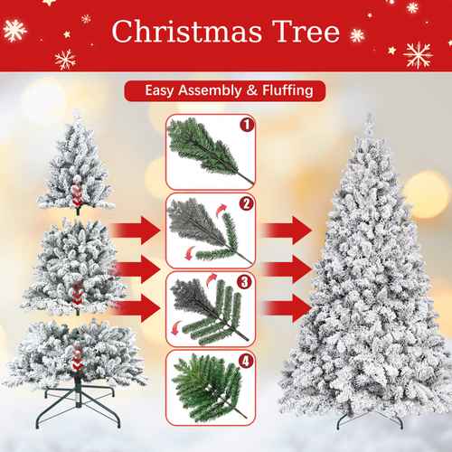 Flocked Christmas tree with pine cones height comparison