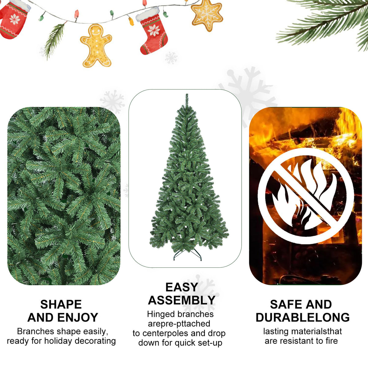 6 ft artificial Christmas tree feature highlights