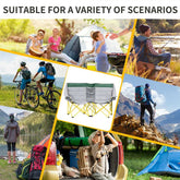 Collage of people engaging in various outdoor activities with camping gear.