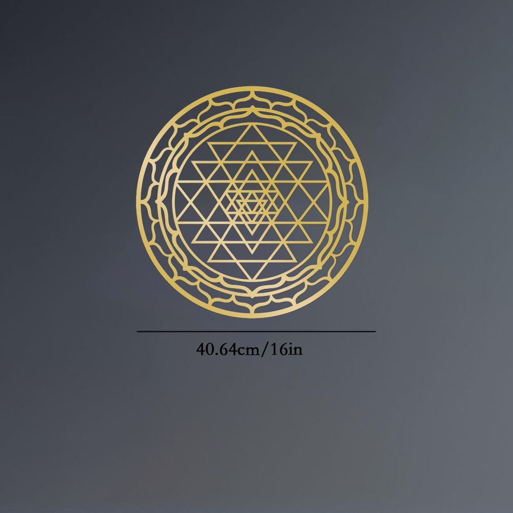 CIFbuy Sacred Mandala Wall Art in gold aluminum, 16 inches wide, shown on a dark background. Durable and elegant for meditation spaces.
