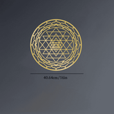 CIFbuy Sacred Mandala Wall Art in gold aluminum, 16 inches wide, shown on a dark background. Durable and elegant for meditation spaces.