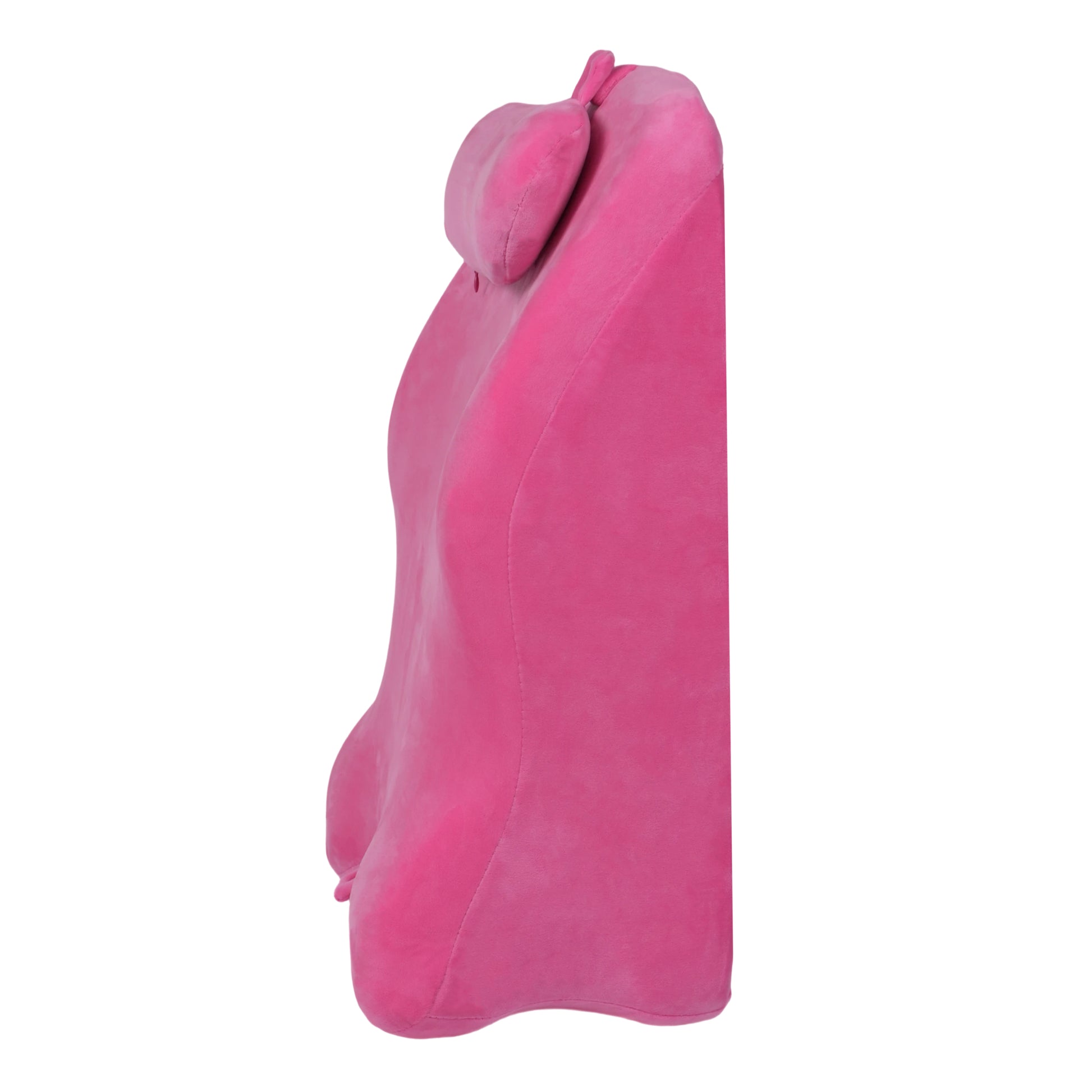 Side view of Memory Foam Posture Support Pillow - Ergonomic Comfort in pink, highlighting its supportive curve for spine and lumbar care.