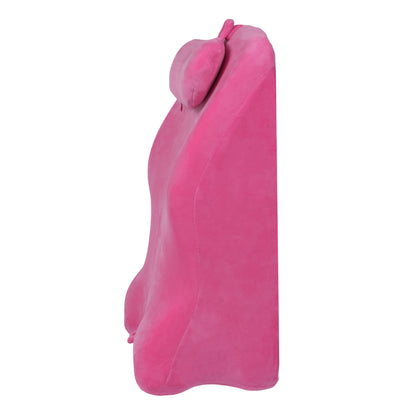 Side view of Memory Foam Posture Support Pillow - Ergonomic Comfort in pink, highlighting its supportive curve for spine and lumbar care.