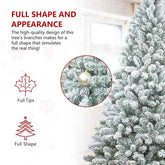 Flocked Christmas tree with pine cones full shape appearance