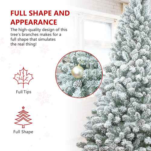 Flocked Christmas tree with pine cones full shape appearance
