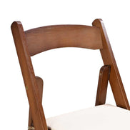 Solid Wood Upholstered Folding Chair Set - Space Saving & Easy to Carry - Walnut Shelf with Beige Cushion - 4PCS for Dining Room