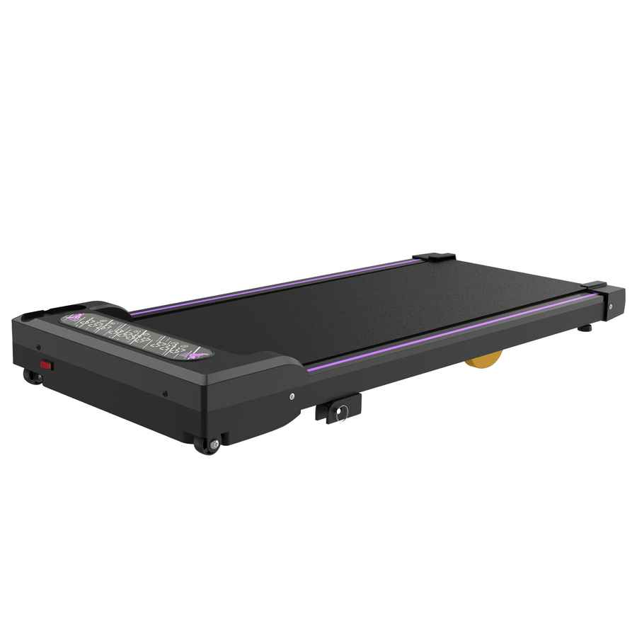 Black portable under-desk treadmill with LED display, 2.5HP motor, compact design for home office exercise