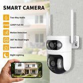 Smart security camera with dual lenses and night vision