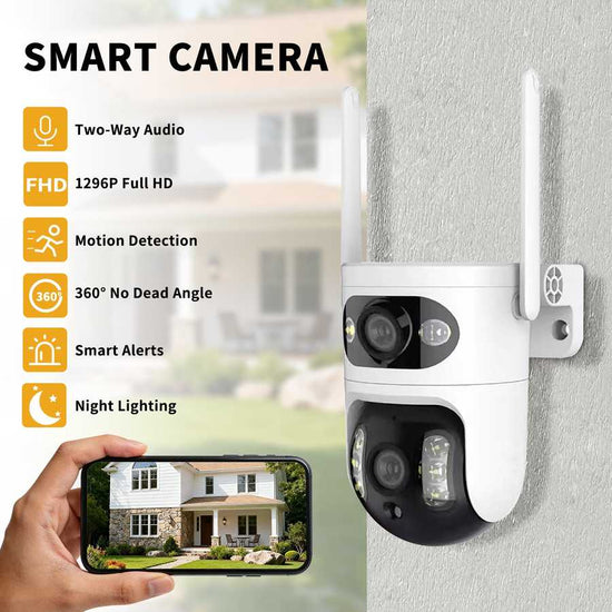 Smart security camera with dual lenses and night vision