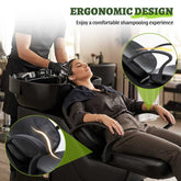 Ergonomic salon shampoo bowl with adjustable faucet and comfortable seat