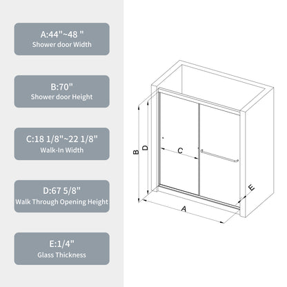 Bypass shower door, sliding door, with 1/4" tempered glass and Chromed finish 4870 MLNshops]