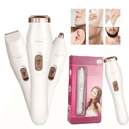 Portable electric shaver for women with multiple attachments and pink packaging