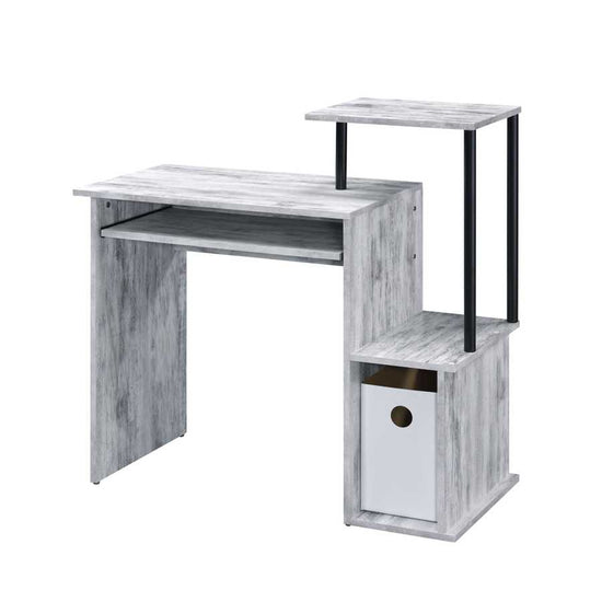 Antique White and Black Computer Desk with Keyboard Tray