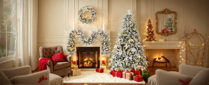 MLNshops Snow Flocked Christmas Decoration Set