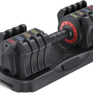 Compact Adjustable Dumbbell - 22.5lb Set with ergonomic handle and 5 quick-adjust weight options for home gym fitness routines.