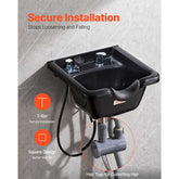 Shampoo Bowl Sink Black ABS Plastic for Salons