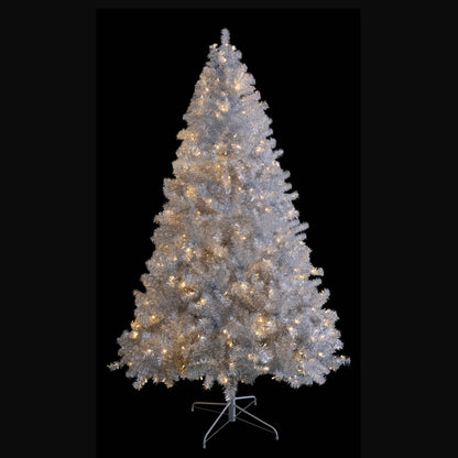 7.4FT Silver Pre-Lit Christmas Tree with 400 LED Lights