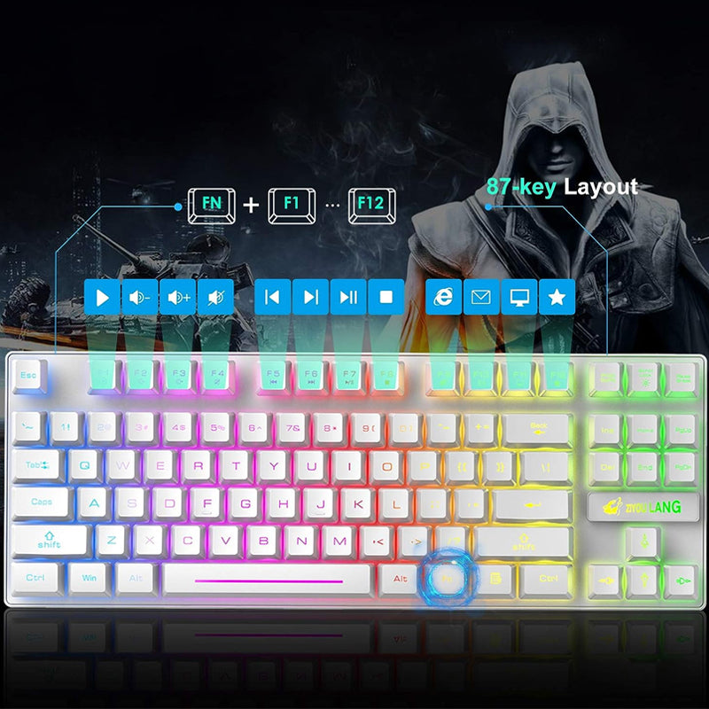 87 Keys RGB Lighting Wireless Mechanical Gaming Keyboard and Mouse Set