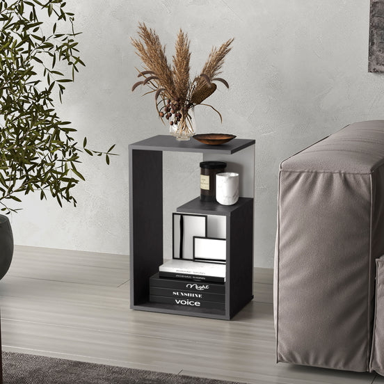 Everet 25' High 3-Tier Open Shelf Side Table, Onix - Black