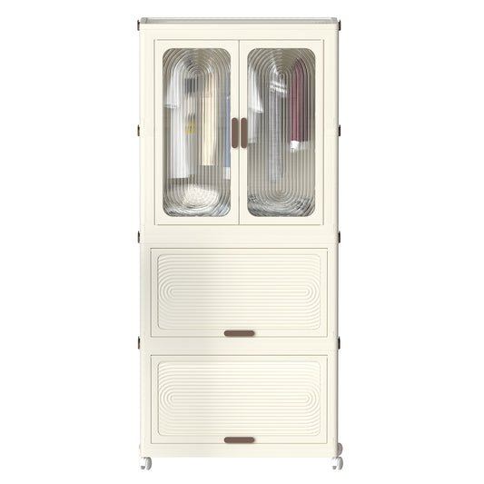 Portable Wardrobe Closet Storage Organizer & Magnetic Doors