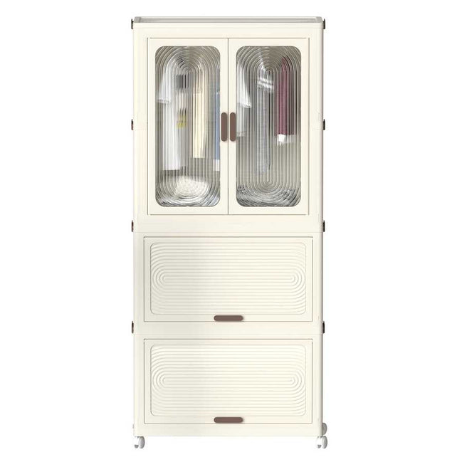 Portable Wardrobe Closet Storage Organizer & Magnetic Doors