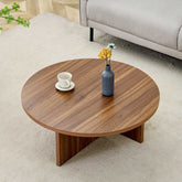 Versatile Walnut-Finished MDF Round Coffee Table
