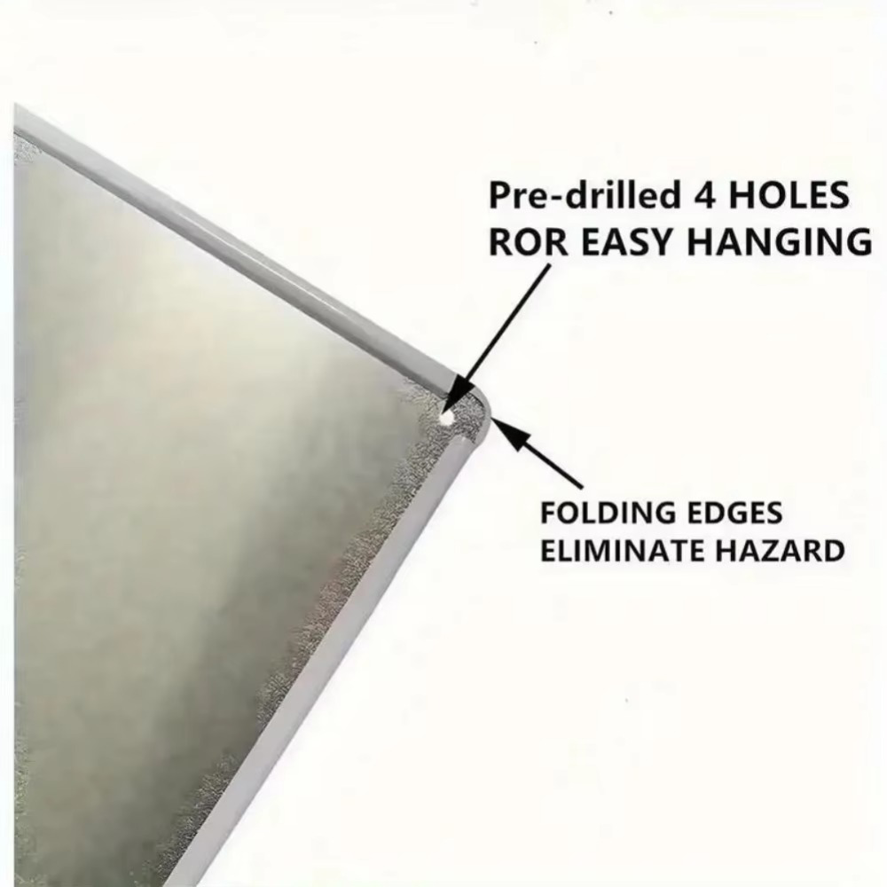 Close-up of Abstract Aluminum Wall Art showing pre-drilled holes and folded edges for safe, easy hanging in home or office spaces.