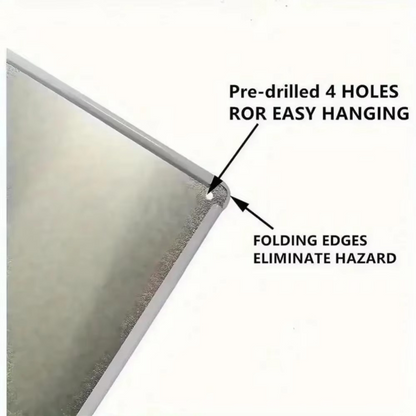 Close-up of Abstract Aluminum Wall Art showing pre-drilled holes and folded edges for safe, easy hanging in home or office spaces.