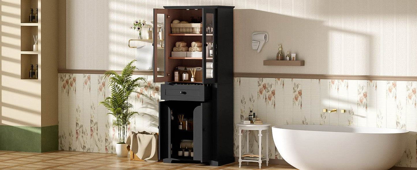MLNshops 67 inch bathroom linen cabinet - Black Tall Storage