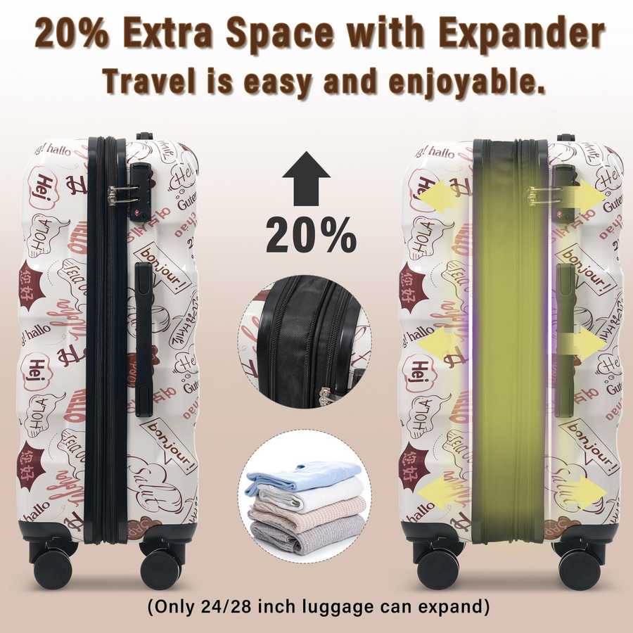 Luggage Set 3 Piece – Hardshell Suitcases with Spinner Wheels and TSA Lock, Lightweight Durable PC+ABS, Vibrant Glossy Expandable Design for Travel (20&