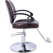 Side profile of Heavy Duty Barber Chair with adjustable hydraulic base and ergonomic armrests, ideal for hairdressing professionals.