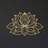 Iron Mandala Wall Art featuring a gold lotus design on a black background. Ideal for zen-style home decor and spiritual interiors.