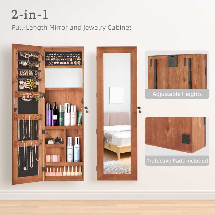 Jewelry Armoire with mirror and organized jewelry space