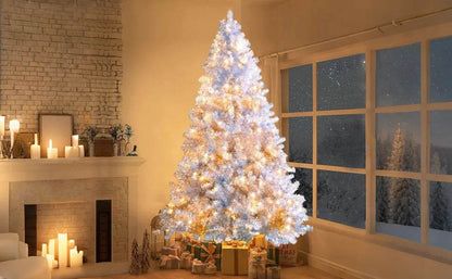 7.4FT Silver Pre-Lit Christmas Tree with 400 LED Lights