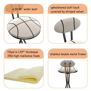 Upholstered Bar Stools Set of 2 Striped Counter Height Barstools Modern Velvet Dining Chairs for Kitchen Island, Living Room (Black & Stripe)