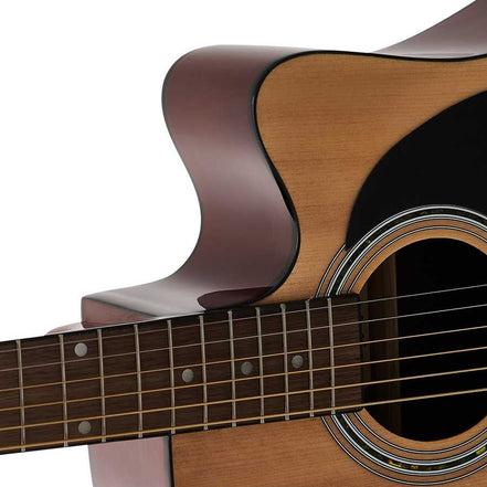 Acoustic guitar highlighting spruce top and mahogany back