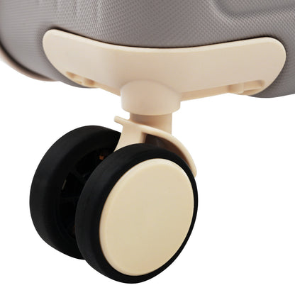 360° dual spinner wheels on durable lightweight suitcase ensure smooth, quiet, and stable movement across all surfaces.
