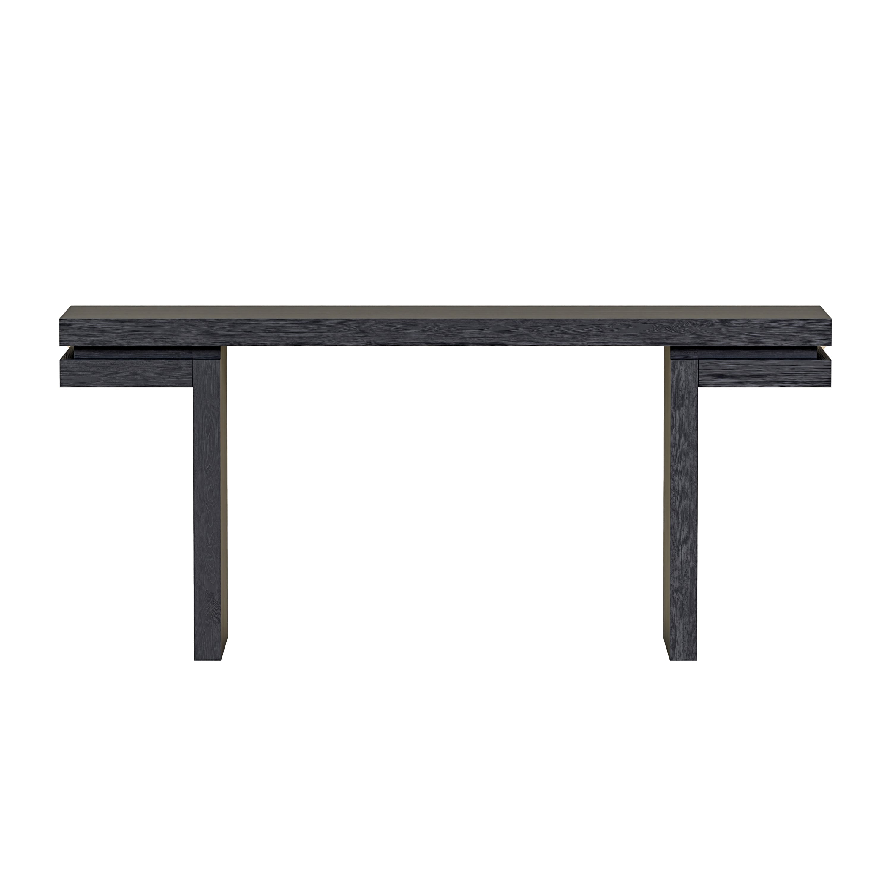 66' Extra Wide Real Wood Veneered Console Table, Minimalist Sofa Table Behind Couch for Entryway, Hallway, Living Room, Home Office, Black