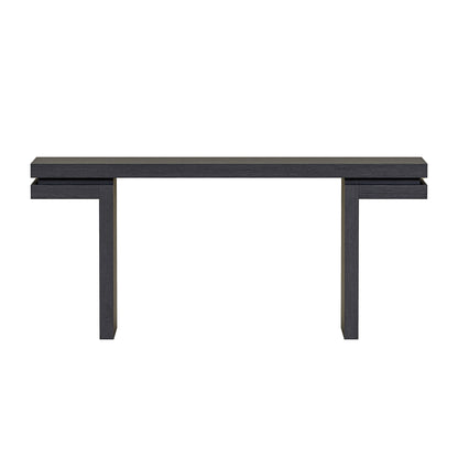 66' Extra Wide Real Wood Veneered Console Table, Minimalist Sofa Table Behind Couch for Entryway, Hallway, Living Room, Home Office, Black
