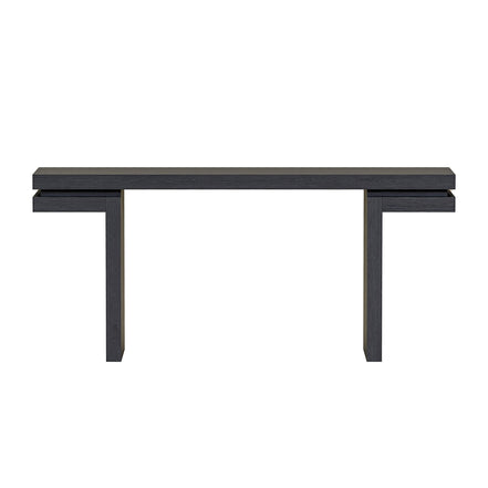 66' Extra Wide Real Wood Veneered Console Table, Minimalist Sofa Table Behind Couch for Entryway, Hallway, Living Room, Home Office, Black